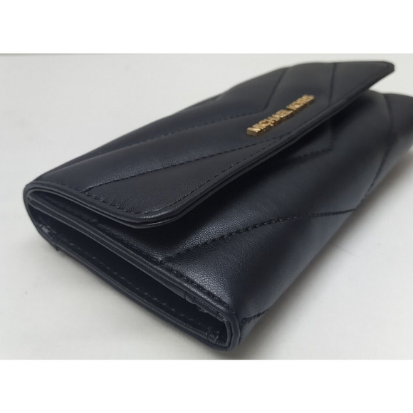 Michael Kors Jet Set Travel Black Quilted Leather Trifold Wallet - NWT $328 - Picture 8 of 16